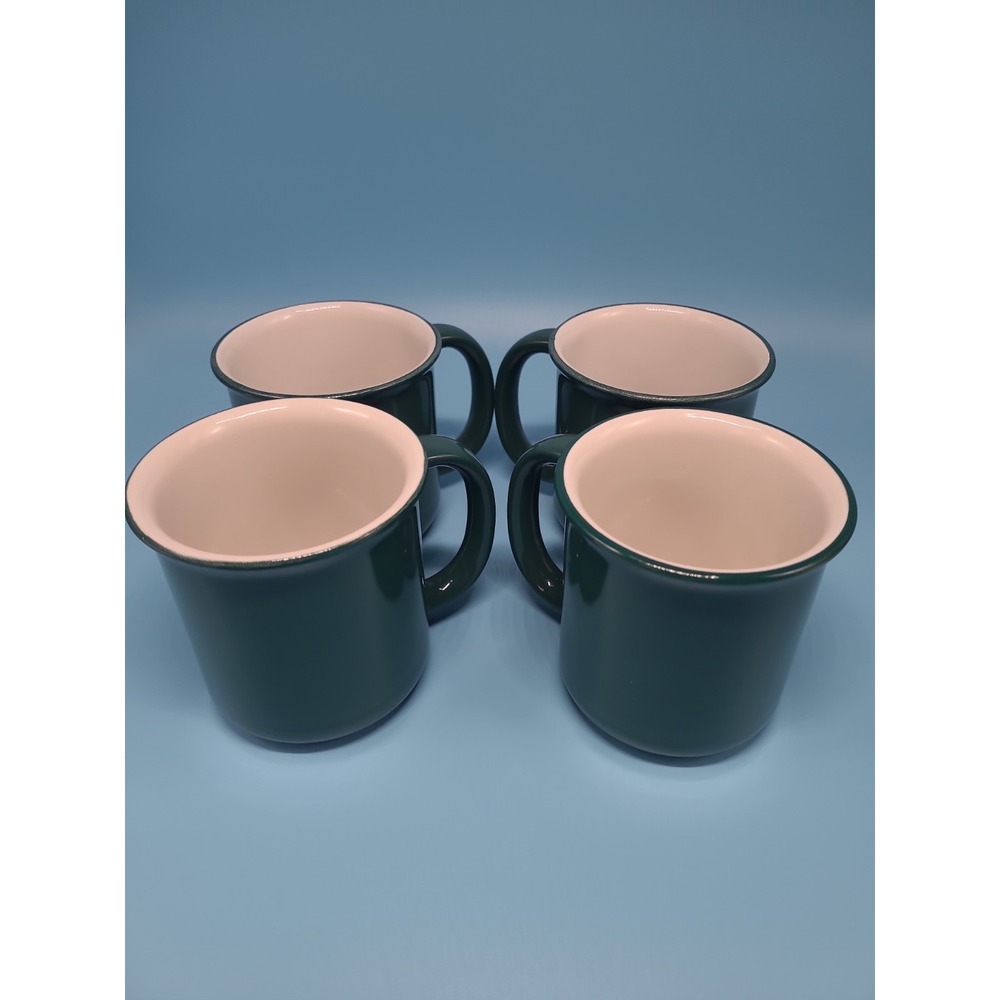 Crown Corning Japan Ceramic Green Mugs Set Of 4